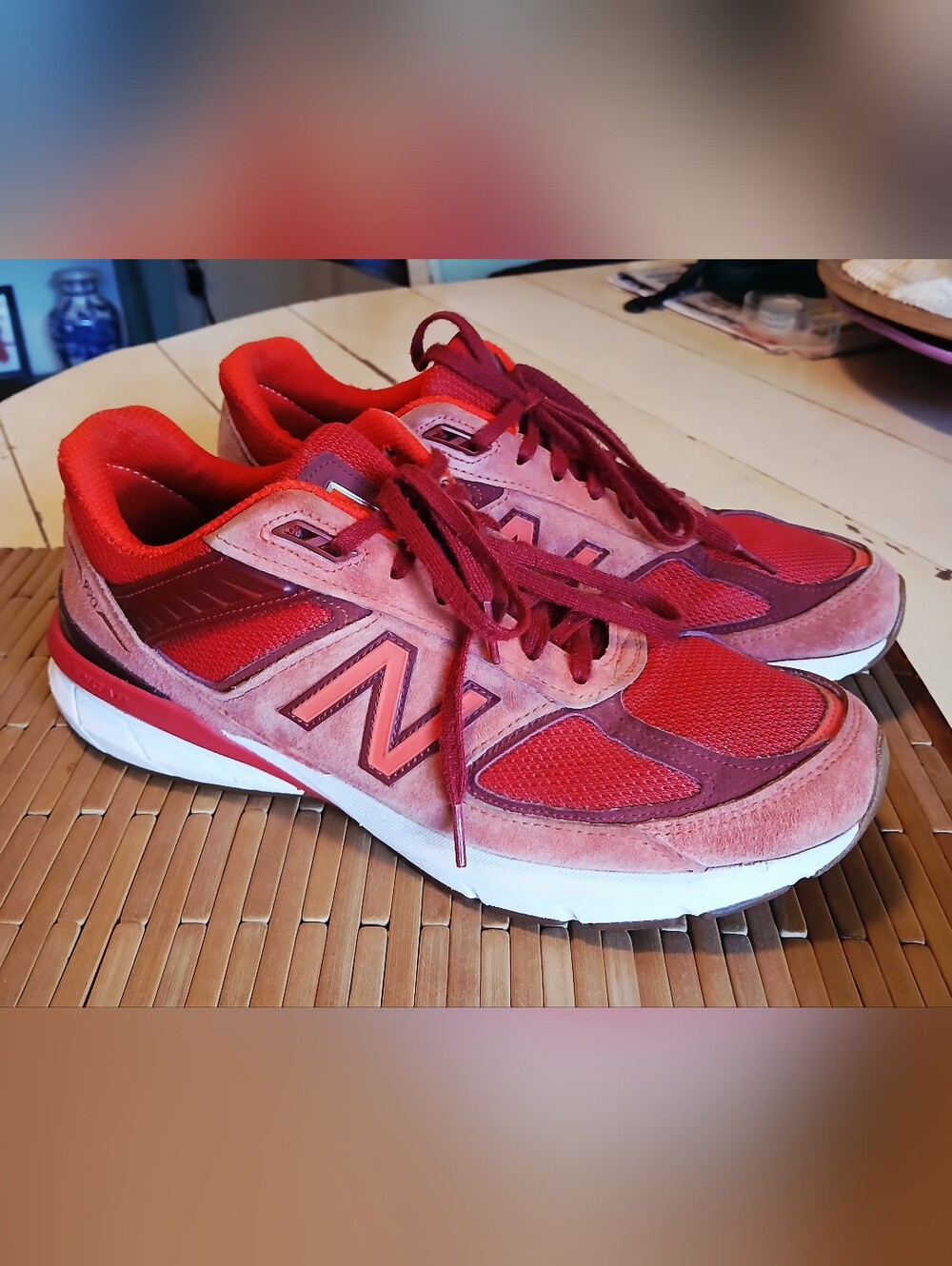 New Balance 990V5 Molten Lava Suede & Mesh Sneakers